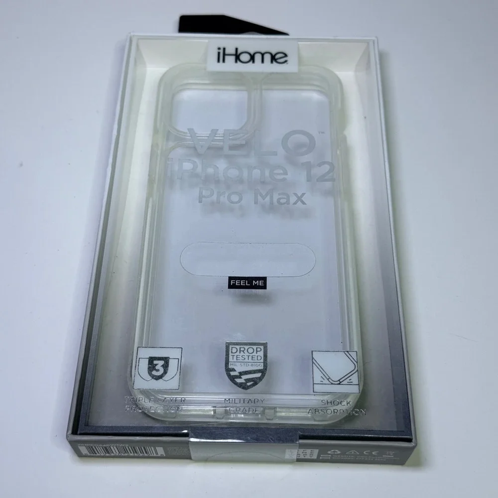 iHome VELO iPhone 12 Pro Max Case Clear Slim Military Grade Drop Tested New